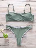 Europe and America sexy split strap solid color bikini