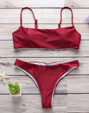 Europe and America sexy split strap solid color bikini