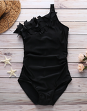 flounced one-shoulder bikini swimsuit
