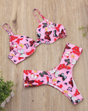 sexy high waist triangle split bikini