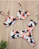 sexy high waist triangle split bikini