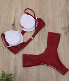 sexy high waist triangle split bikini