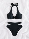 new neck sexy split swimsuit high waist thong bikini