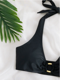 new neck sexy split swimsuit high waist thong bikini