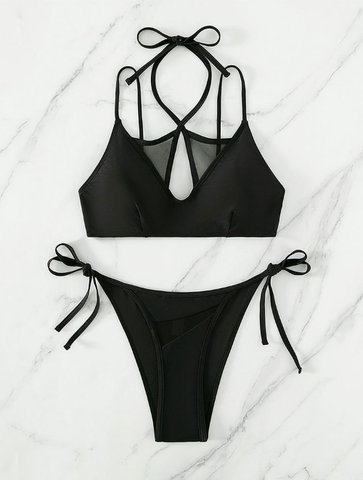 new European and American mesh split sexy swimsuit bikini