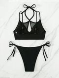 new European and American mesh split sexy swimsuit bikini