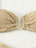 new solid color special fabric high waist triangle bikini