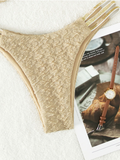 new solid color special fabric high waist triangle bikini