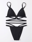 new European and American small breasts gather ins black sexy bikini