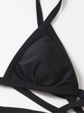 new European and American small breasts gather ins black sexy bikini