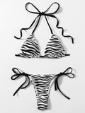 new printed strap simple sexy split swimsuit