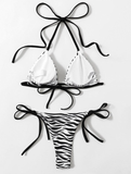 new printed strap simple sexy split swimsuit