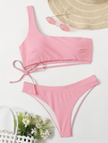 new sexy bikini shoulder tube top solid color swimsuit