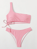 new sexy bikini shoulder tube top solid color swimsuit