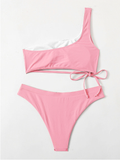 new sexy bikini shoulder tube top solid color swimsuit