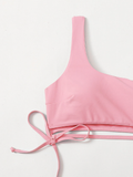 new sexy bikini shoulder tube top solid color swimsuit
