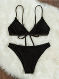 new black pleated cloth shoulder strap swimsuit sexy bikini