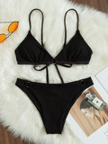 new black pleated cloth shoulder strap swimsuit sexy bikini