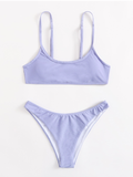 solid color high waist triangle sexy split two-piece beach swimsuit