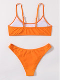solid color high waist triangle sexy split two-piece beach swimsuit