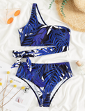 new sexy printed one-shoulder swimsuit split bikini