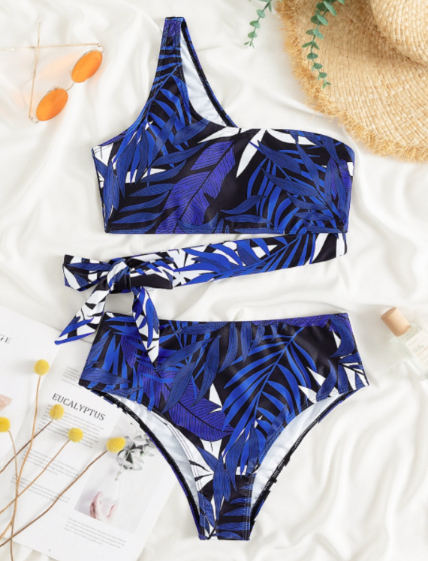 new sexy printed one-shoulder swimsuit split bikini