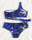 new sexy printed one-shoulder swimsuit split bikini