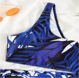 new sexy printed one-shoulder swimsuit split bikini