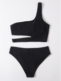 new shoulder sexy solid color triangle slim split beach bathing suit