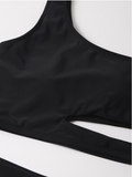 new shoulder sexy solid color triangle slim split beach bathing suit