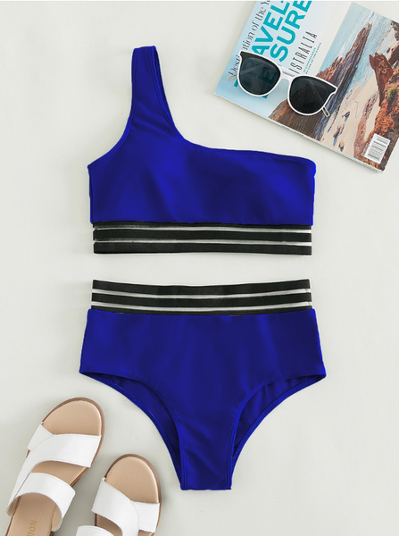 Summer One-shoulder solid color wide-brimmed sexy triangle swimsuit