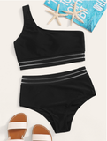 Summer One-shoulder solid color wide-brimmed sexy triangle swimsuit