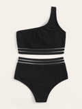 Summer One-shoulder solid color wide-brimmed sexy triangle swimsuit