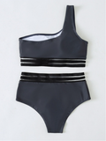 Summer One-shoulder solid color wide-brimmed sexy triangle swimsuit
