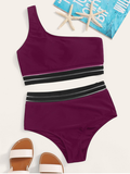 Summer One-shoulder solid color wide-brimmed sexy triangle swimsuit