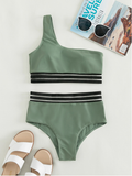 Summer One-shoulder solid color wide-brimmed sexy triangle swimsuit