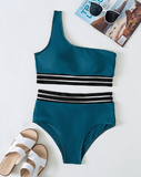 Summer One-shoulder solid color wide-brimmed sexy triangle swimsuit