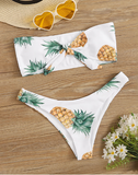 new fashion pineapple print white tube top bikini