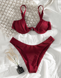 special fabric high waist sexy one wine red split bikini