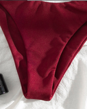 special fabric high waist sexy one wine red split bikini