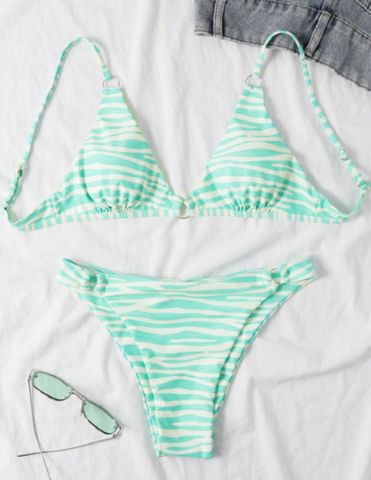 new striped printed triangle bikini