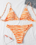 new striped printed triangle bikini