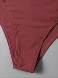 tri-color split bikini with chest opening strap