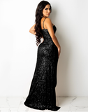 SEXY SHOULDER STRAPLESS MESH SEQUIN PARTY DRESS