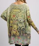 Loose cartoon bear printed sweater