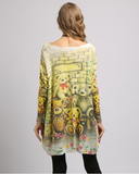 Loose cartoon bear printed sweater