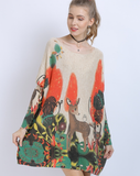 Long Sleeve Skinny Sweater Giraffe Printed Pullover Top