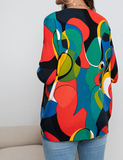 New Printed Knitwear Loose Turtleneck Sweater