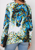 loose print pullover sweater round neck casual sweater