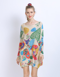 plus size sweater bat sleeve loose Amazon pullover printed sweater